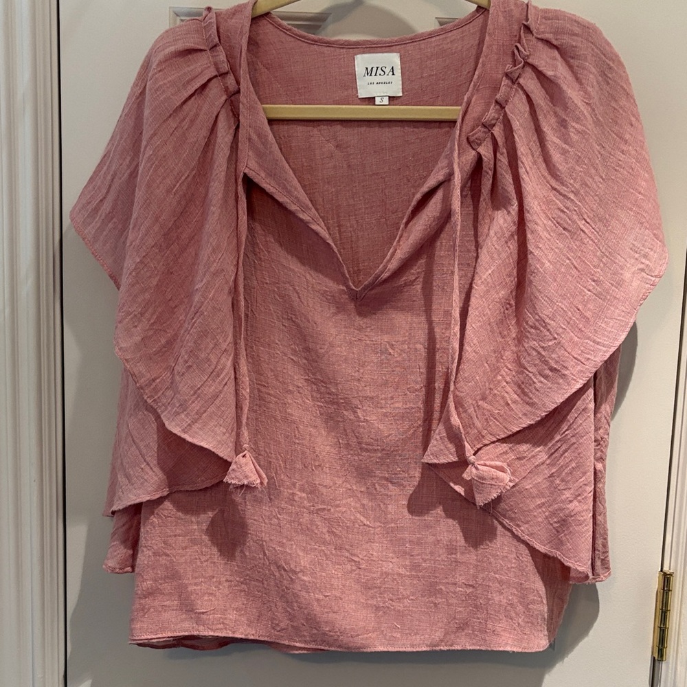 Misa Los Angeles Dusty Rose Ruffle Blouse
